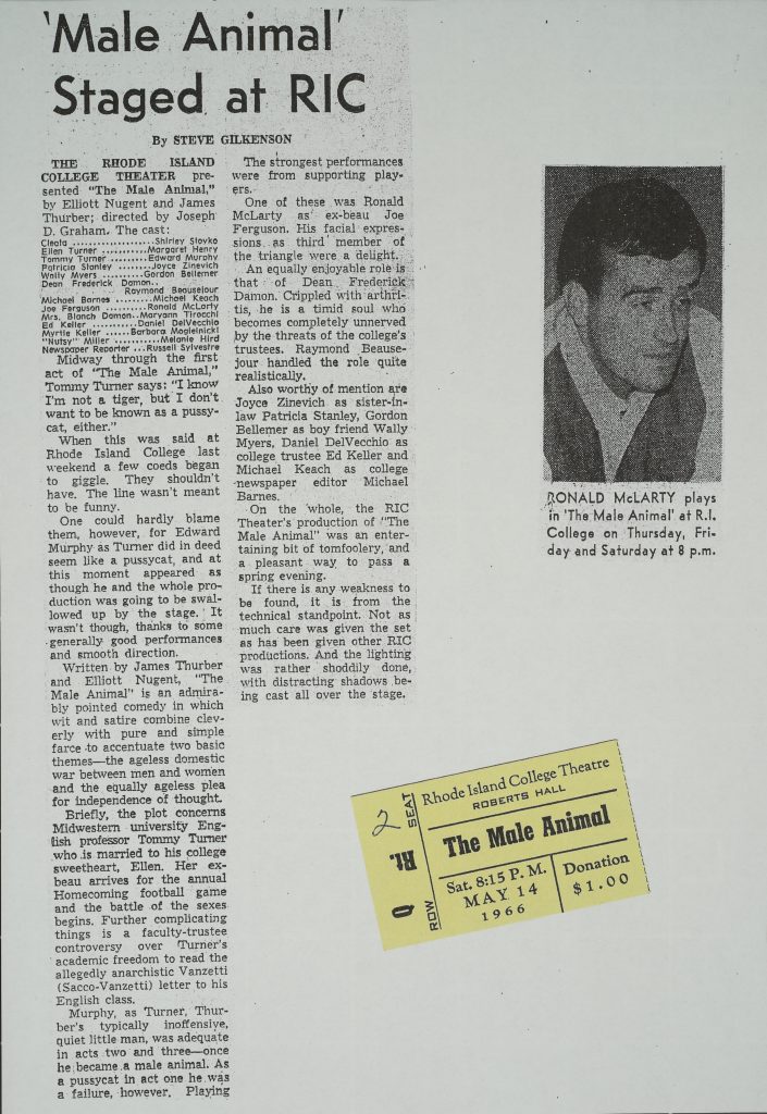 Newspaper review, "The Male Animal"