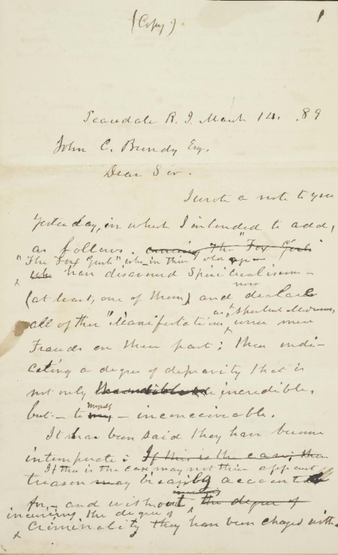 Letter to John C. Bundy, 1889-03-14