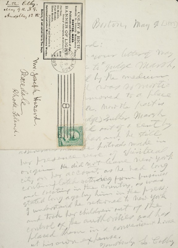 Letter to Joseph Peace Hazard, 1889-05-09