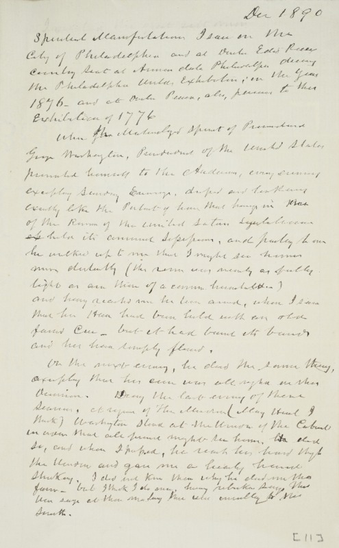 Notes on Spirit of George Washington, 1890-12