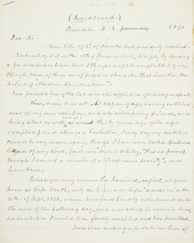 Letter to Sir, 1891-01