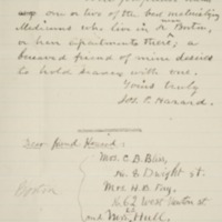 Letter to Luther Colby, with Reply to Joseph Peace Hazard, 1890-04-13